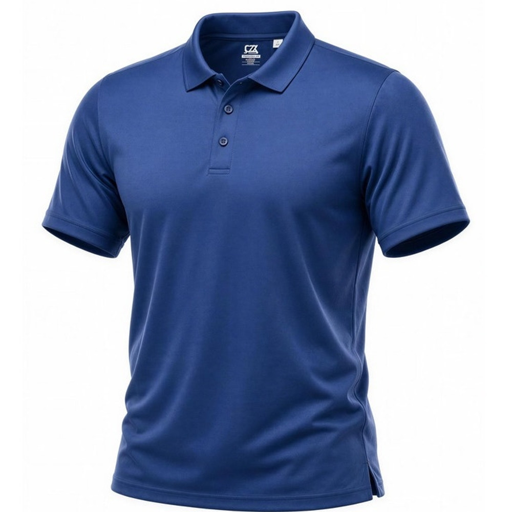 Cutter & Buck Men's Polo Shirt‎ Size Large Blue Solid Short Sleeve Golf